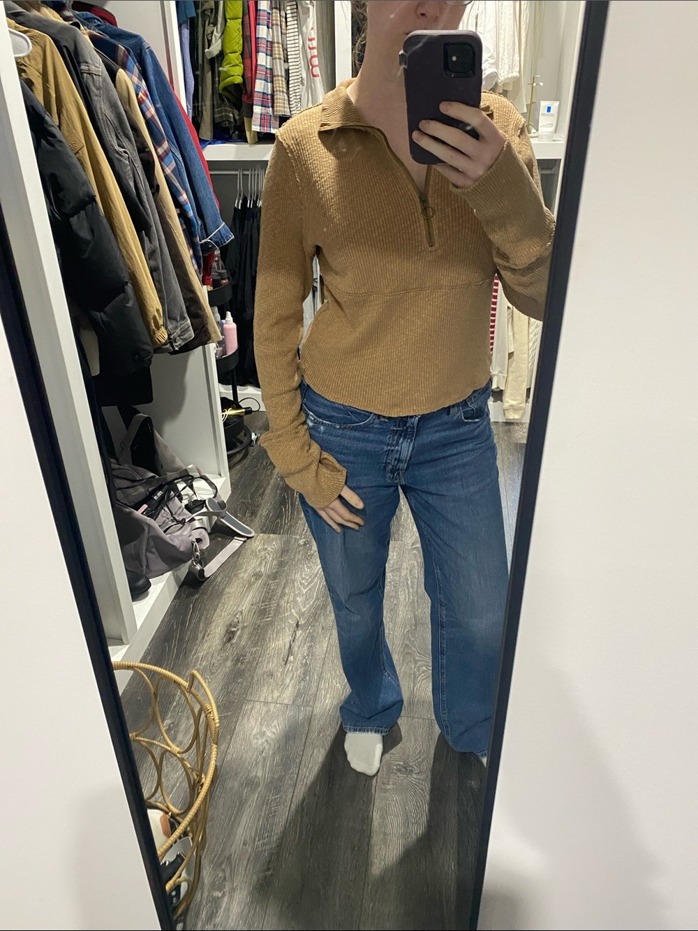 We the free brown zip up sweater